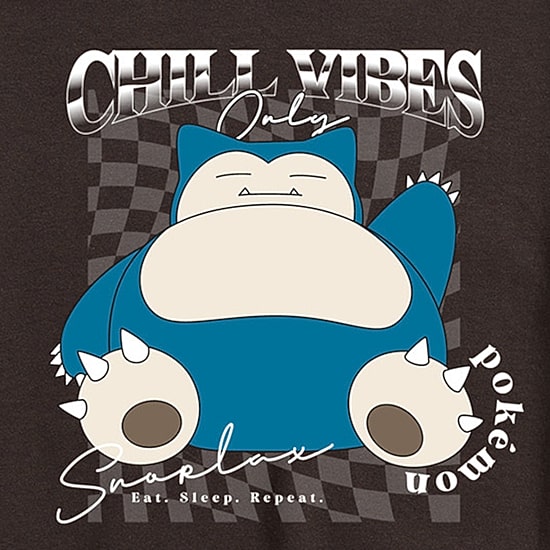 Snorlax Chill Vibes Racing Mens Crew Neck Short Sleeve Regular Fit Pokemon Graphic T-Shirt