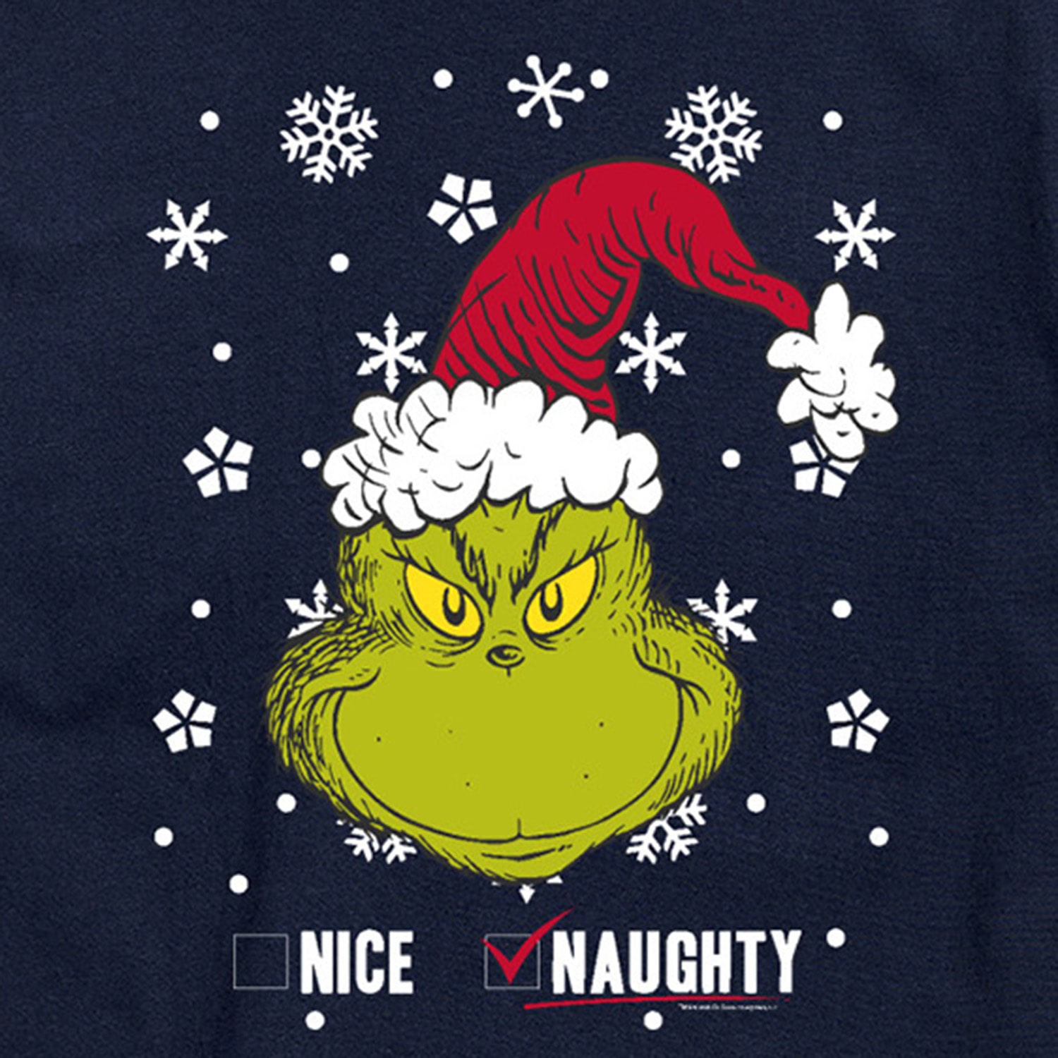 Naughty Or Nice Mens Crew Neck Short Sleeve Regular Fit Grinch Graphic T-Shirt