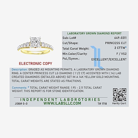 (F / Vs2) Womens 2 CT. T.W. Lab Grown White Diamond 10K Gold Side Stone Engagement Ring