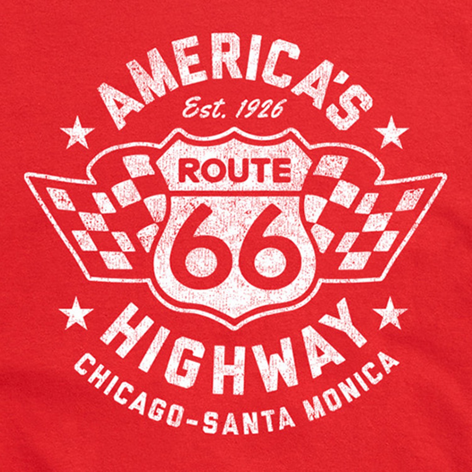 Americas Highway Distressed Mens Crew Neck Short Sleeve Regular Fit Graphic T-Shirt