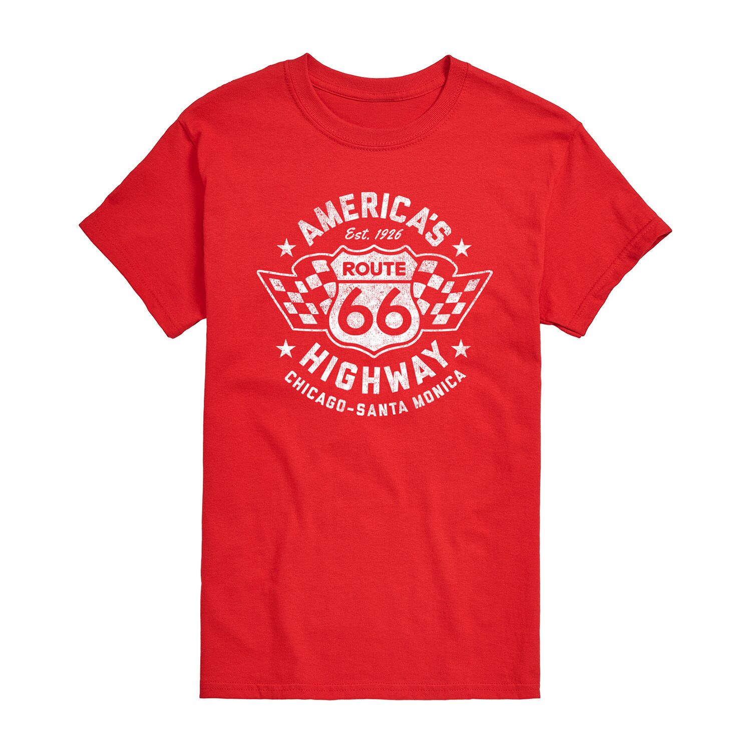 Americas Highway Distressed Mens Crew Neck Short Sleeve Regular Fit Graphic T-Shirt