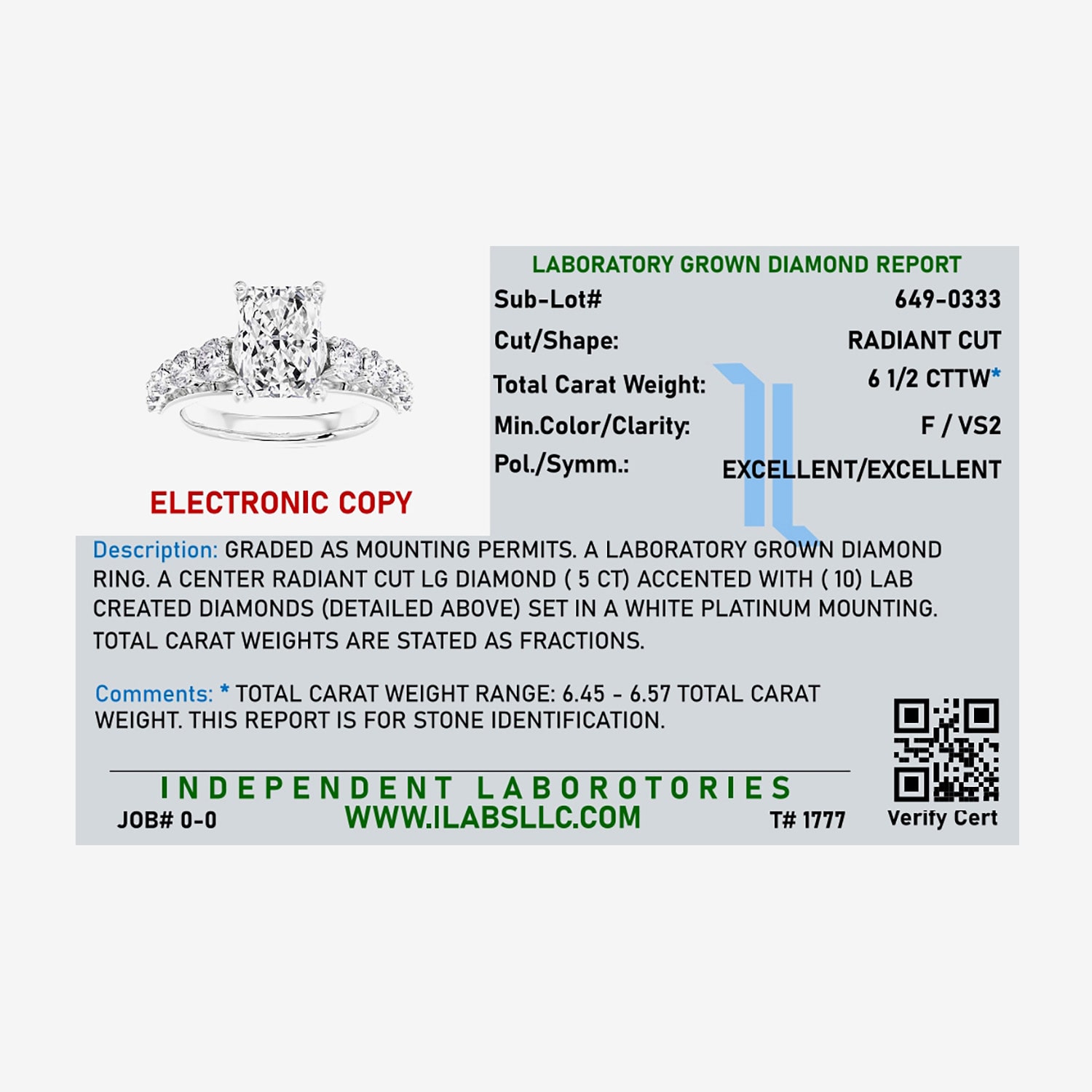 F / Vs2) Womens / Ct. T.W. Lab Grown White Diamond 10K Gold Rectangular Side Stone Engagement Ring