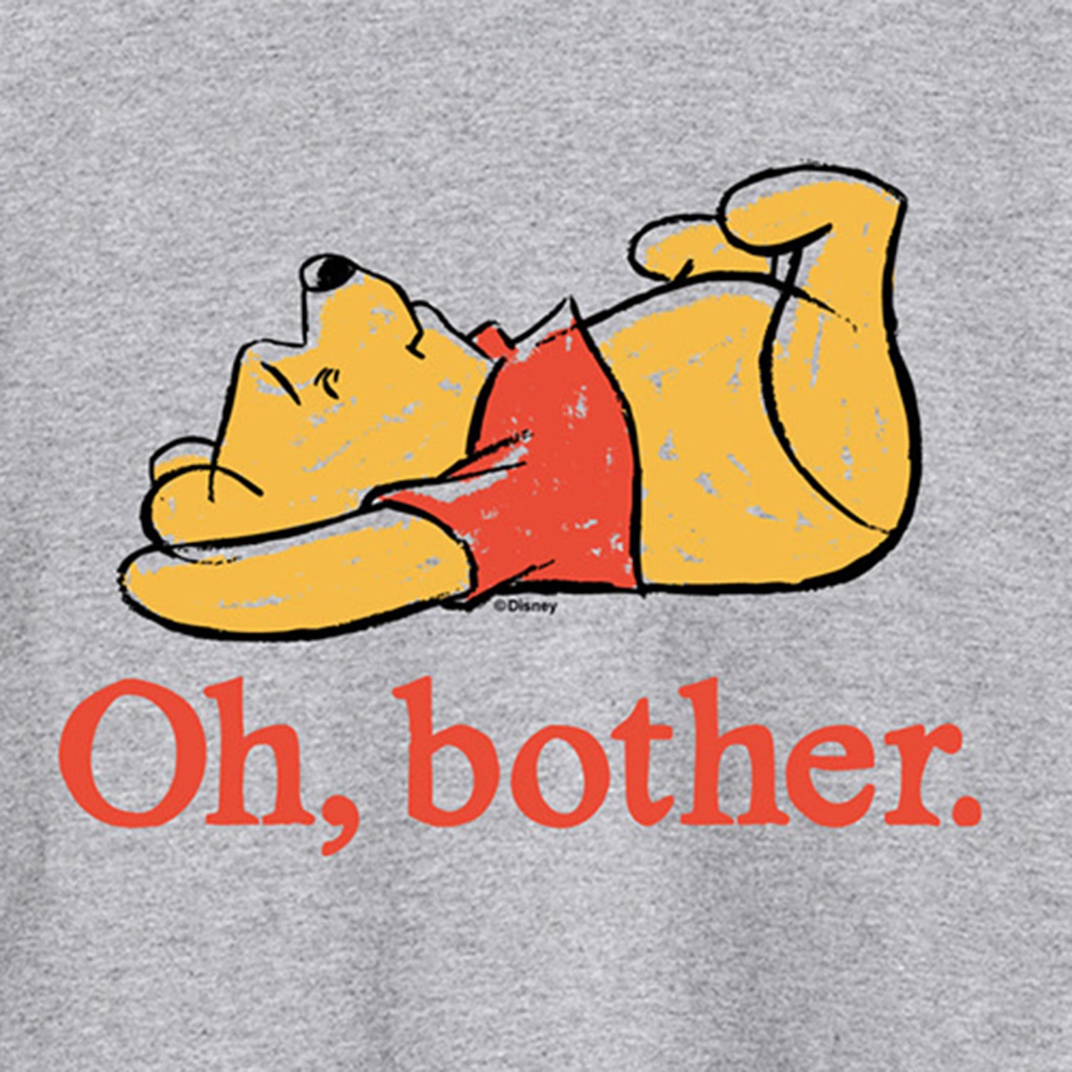 Oh Bother Sketch Distressed Mens Crew Neck Long Sleeve Regular Fit Winnie The Pooh Graphic T-Shirt