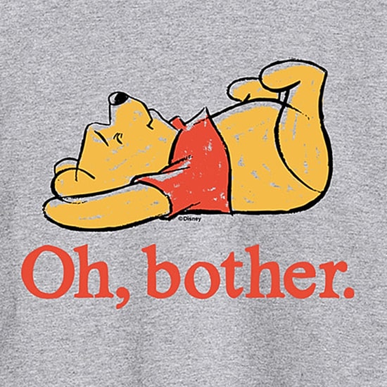 Oh Bother Sketch Distressed Mens Crew Neck Long Sleeve Regular Fit Winnie The Pooh Graphic T-Shirt