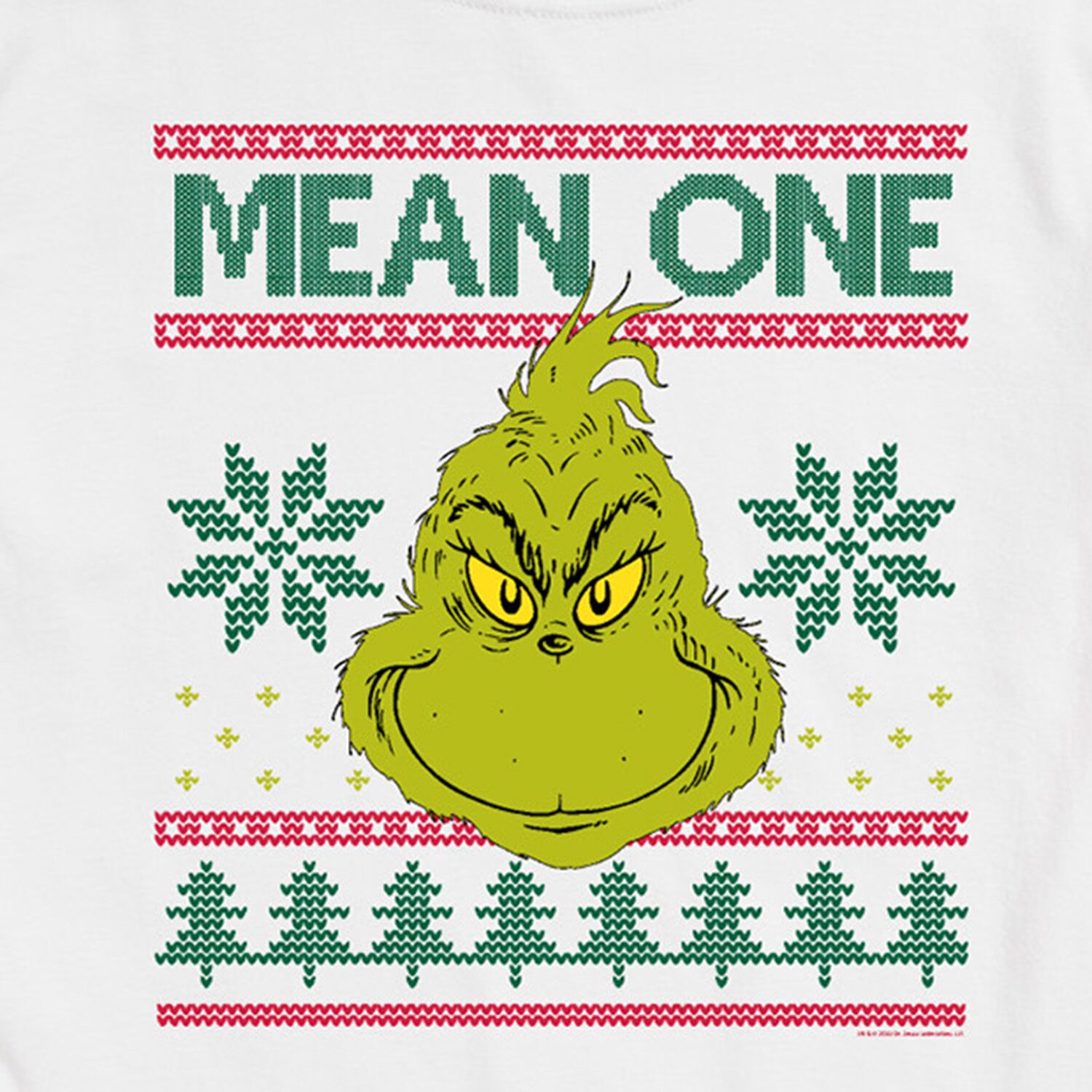 Mean One Cross Stitch Mens Crew Neck Short Sleeve Regular Fit Grinch Graphic T-Shirt