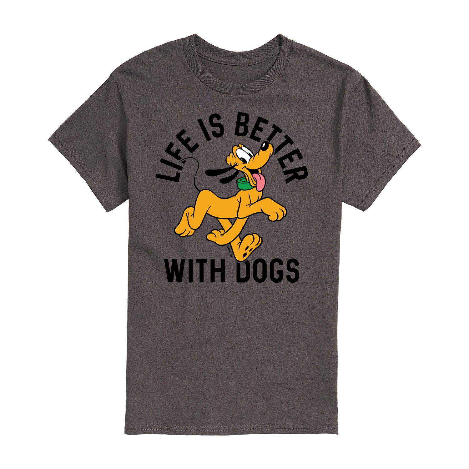 Life Is Better With Dogs Mens Crew Neck Short Sleeve Regular Fit Pluto Graphic T-Shirt