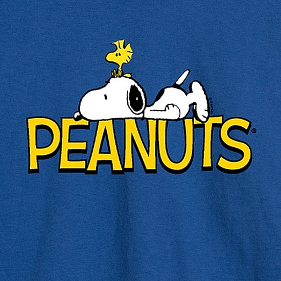 Logo Mens Crew Neck Long Sleeve Regular Fit Peanuts Graphic T-Shirt