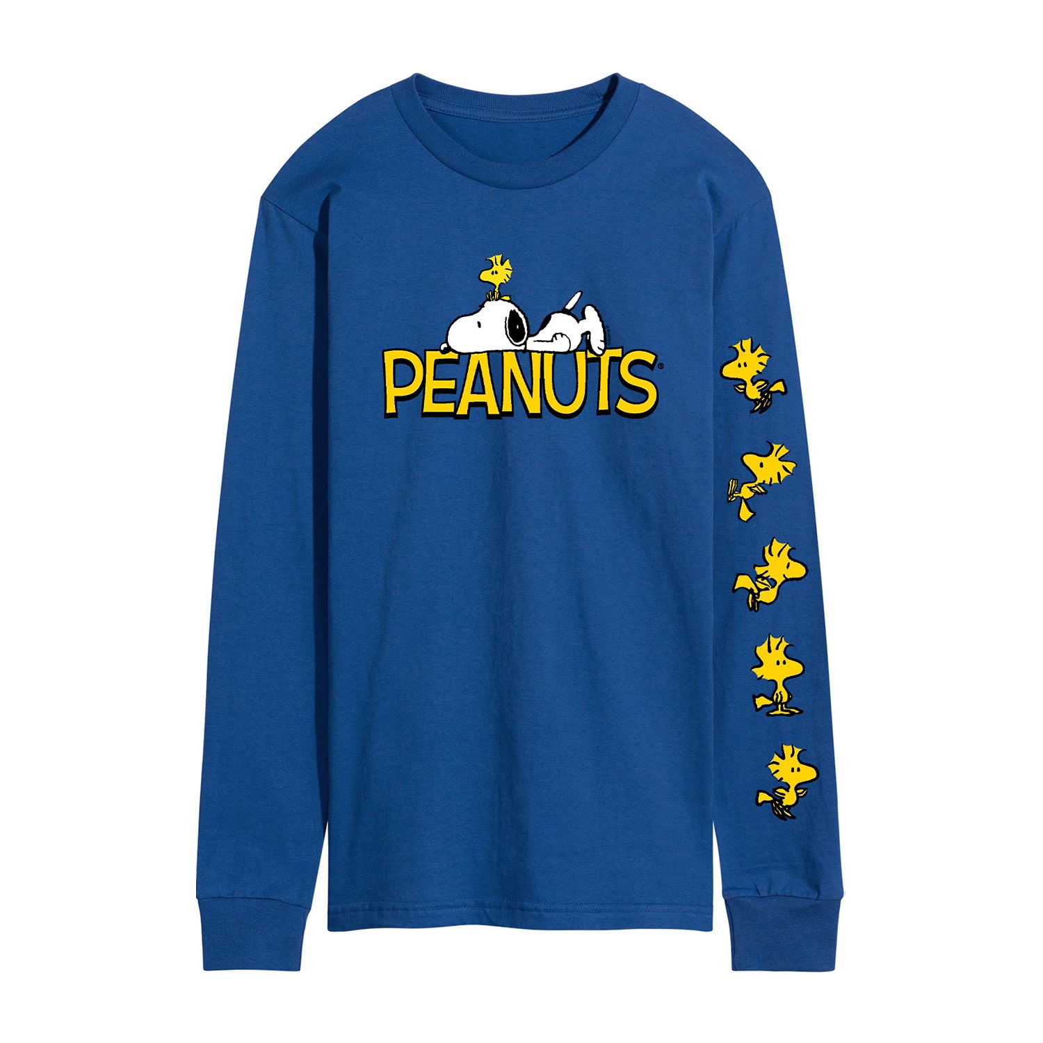 Logo Mens Crew Neck Long Sleeve Regular Fit Peanuts Graphic T-Shirt