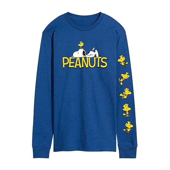 Logo Mens Crew Neck Long Sleeve Regular Fit Peanuts Graphic T-Shirt