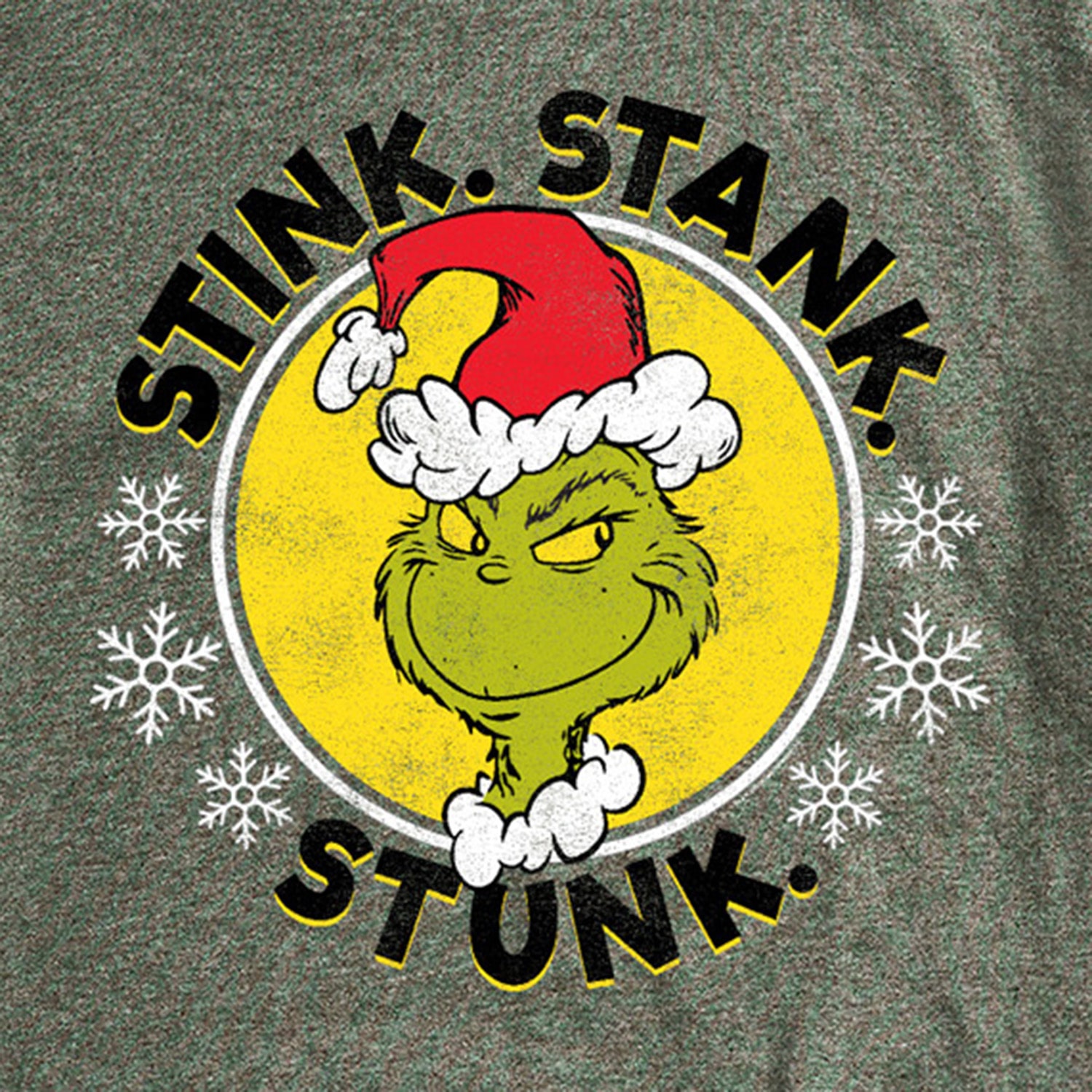 Stink Stank Stunk Distressed Mens Crew Neck Short Sleeve Regular Fit Grinch Graphic T-Shirt
