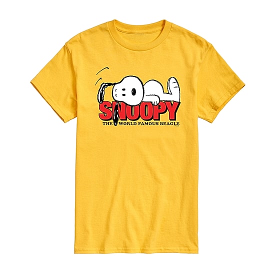World Famous Beagle Mens Crew Neck Short Sleeve Regular Fit Peanuts Snoopy Graphic T-Shirt