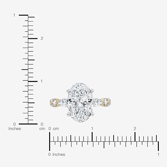 Signature By Modern Bride (F-G / Vs2-Si1) Womens 6 CT. T.W. Lab Grown White Diamond 14K Gold Oval Side Stone Engagement Ring