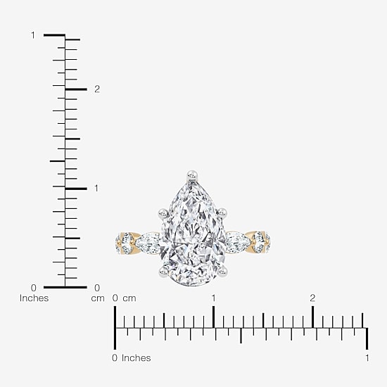 Signature By Modern Bride (F-G / Vs2-Si1) Womens 6 CT. T.W. Lab Grown White Diamond 14K Gold Pear Side Stone Engagement Ring