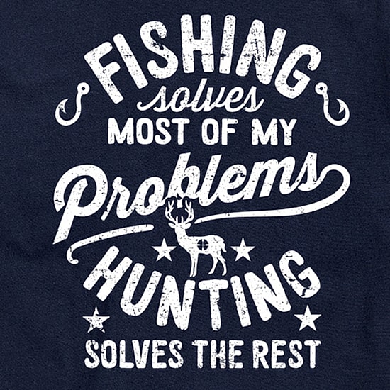 Fishing Solves Most My Problems Distressed Mens Crew Neck Short Sleeve Regular Fit Graphic T-Shirt