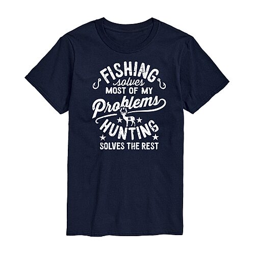 Fishing Solves Most My Problems Distressed Mens Crew Neck Short Sleeve Regular Fit Graphic T-Shirt, Xx-large, Blue