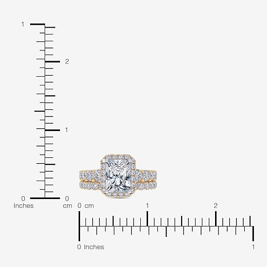 Signature By Modern Bride (F-G / Vs2-Si1) Womens 3 CT. T.W. Lab Grown White Diamond 10K Gold Rectangular Side Stone Bridal Set