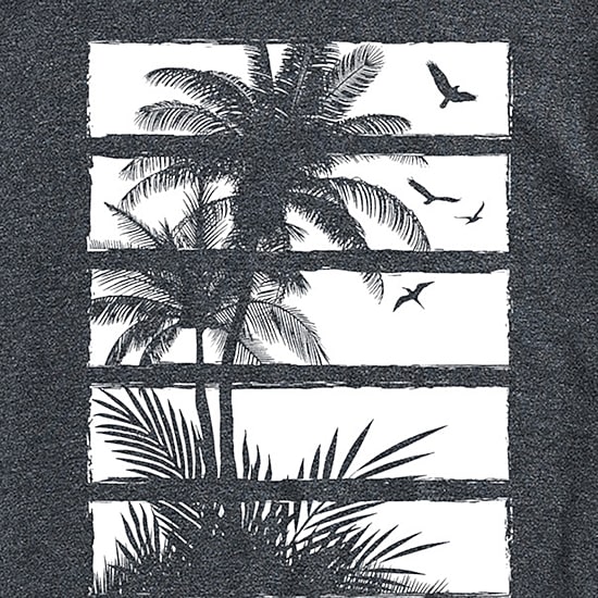 Palm Tree Silhouette Mens Crew Neck Short Sleeve Regular Fit Graphic T-Shirt