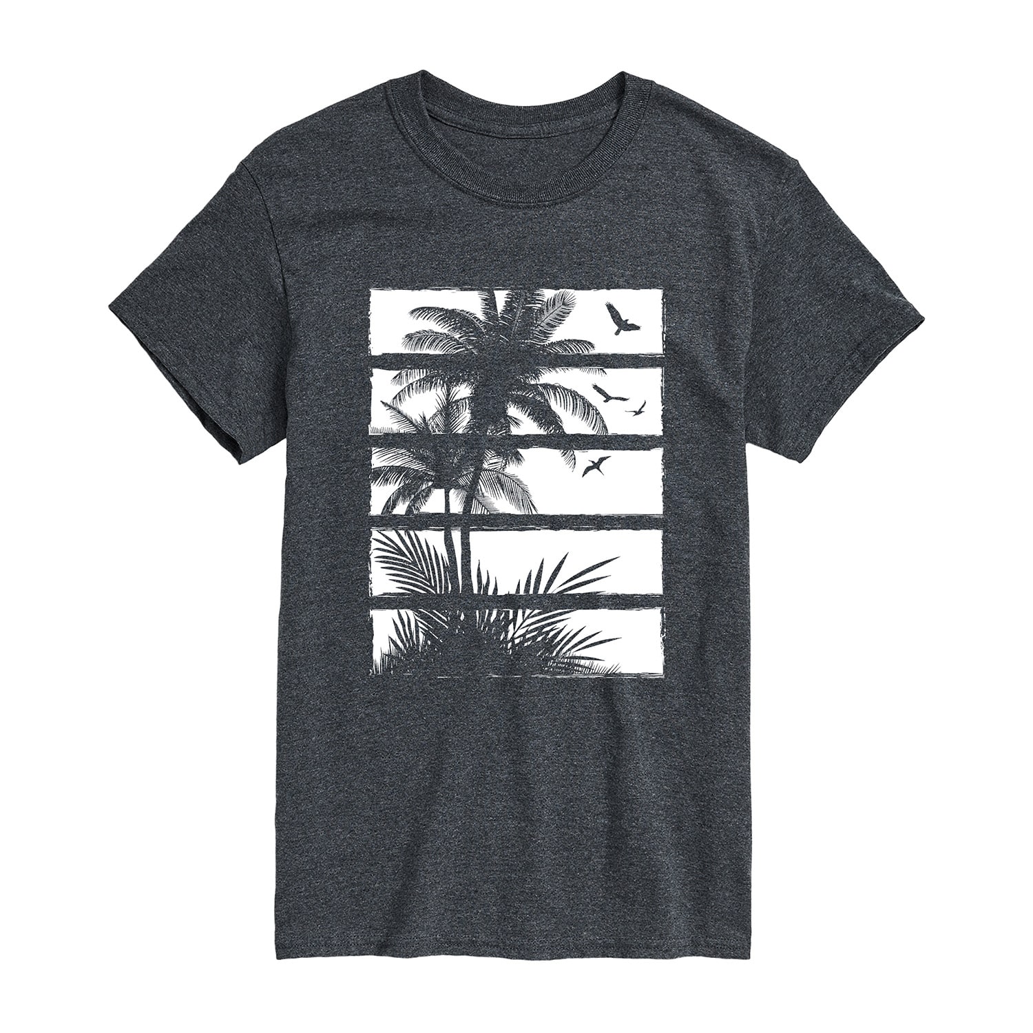 Palm Tree Silhouette Mens Crew Neck Short Sleeve Regular Fit Graphic T-Shirt