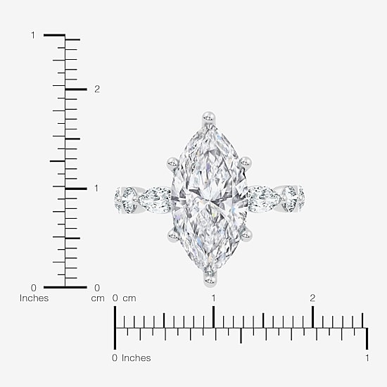Signature By Modern Bride (F-G / Vs2-Si1) Womens 6 CT. T.W. Lab Grown White Diamond 14K Gold Marquise Side Stone Engagement Ring