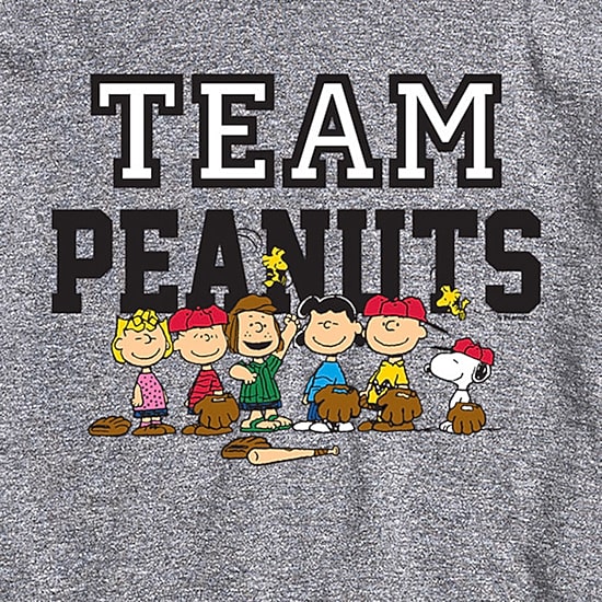 Team Baseball Mens Crew Neck Short Sleeve Regular Fit Peanuts Graphic T-Shirt