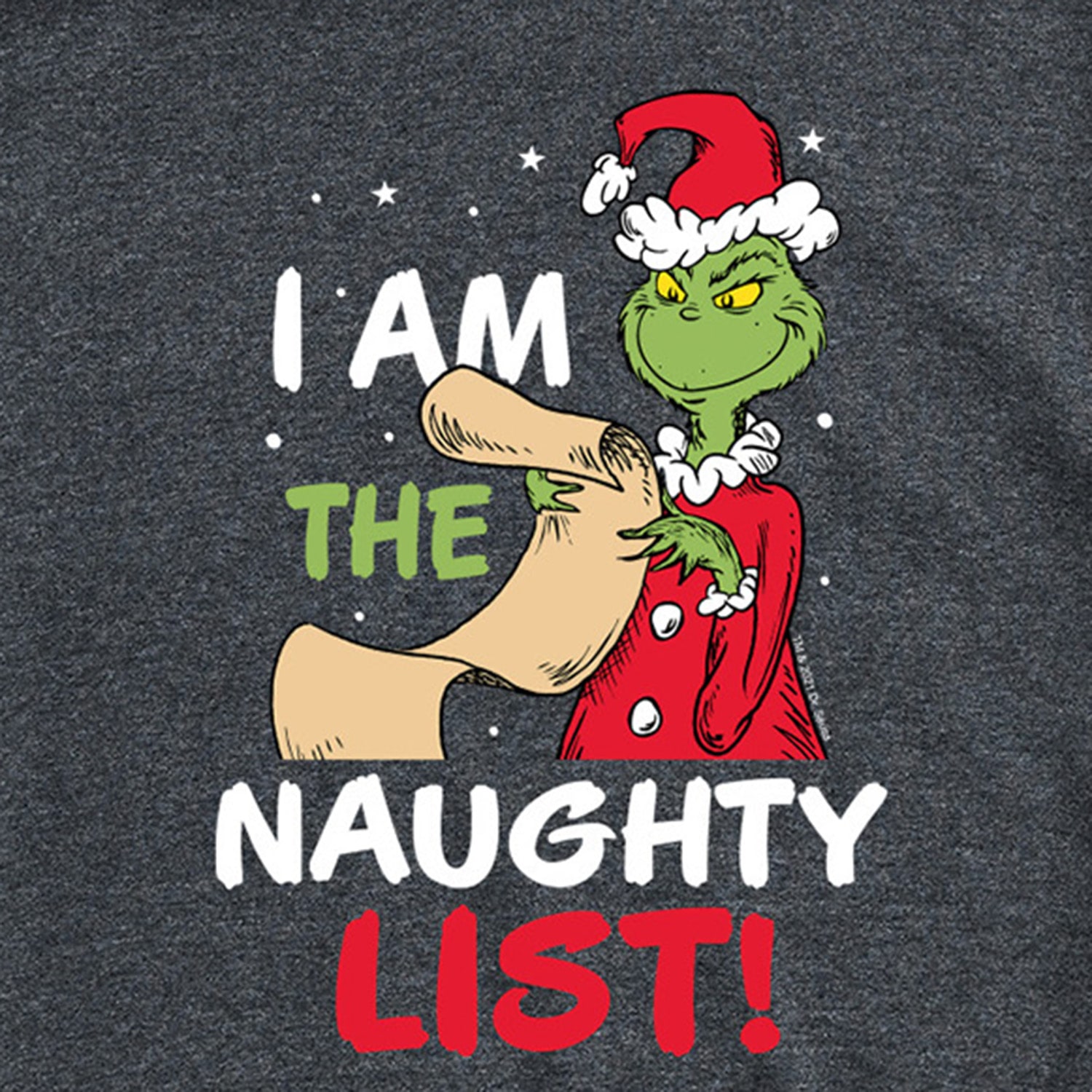 I Am The Naughty List Mens Crew Neck Short Sleeve Regular Fit Grinch Graphic T-Shirt
