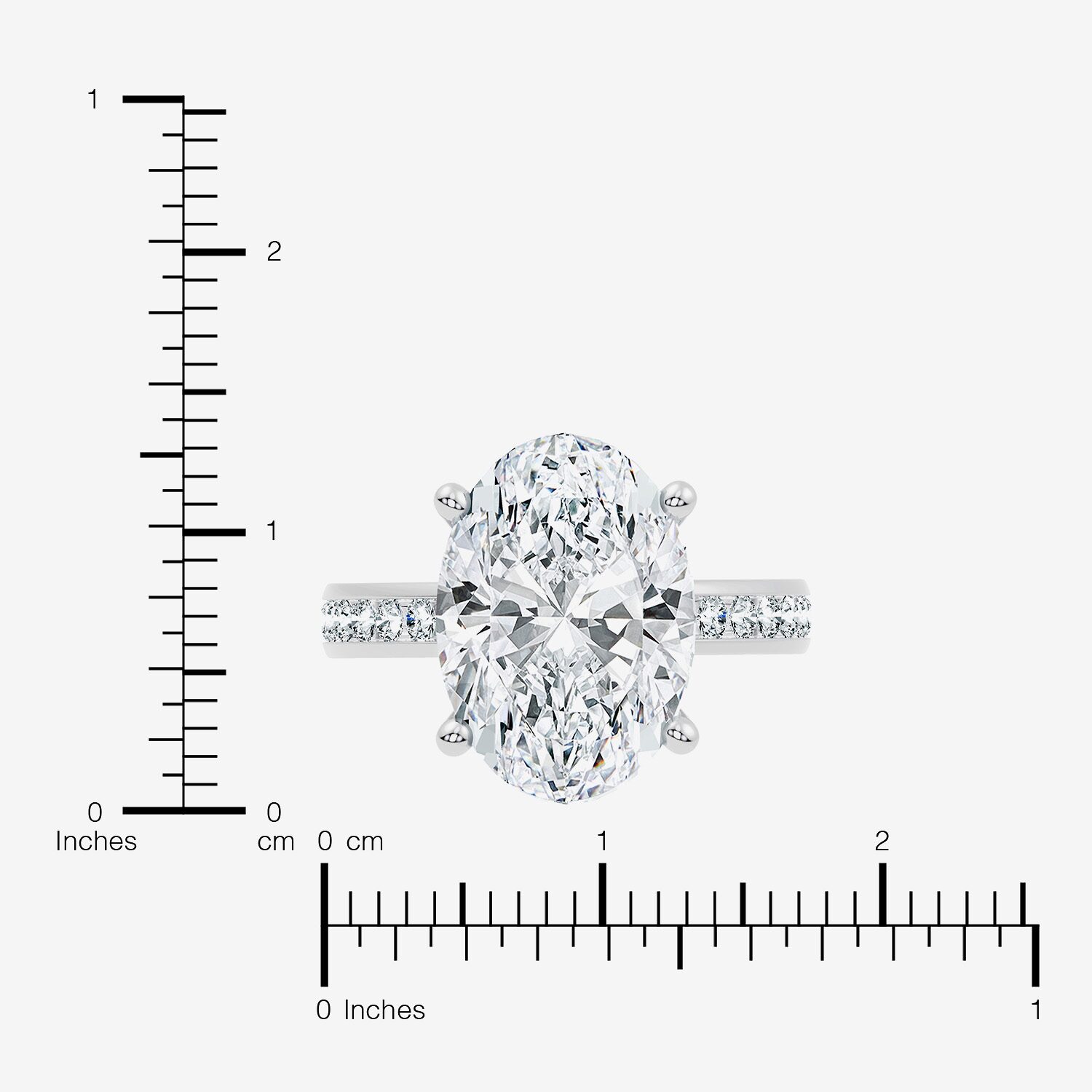 Signature By Modern Bride (F-G / Vs2-Si1) Womens / CT. T.W. Lab Grown White Diamond 14K Gold Oval Side Stone Engagement Ring