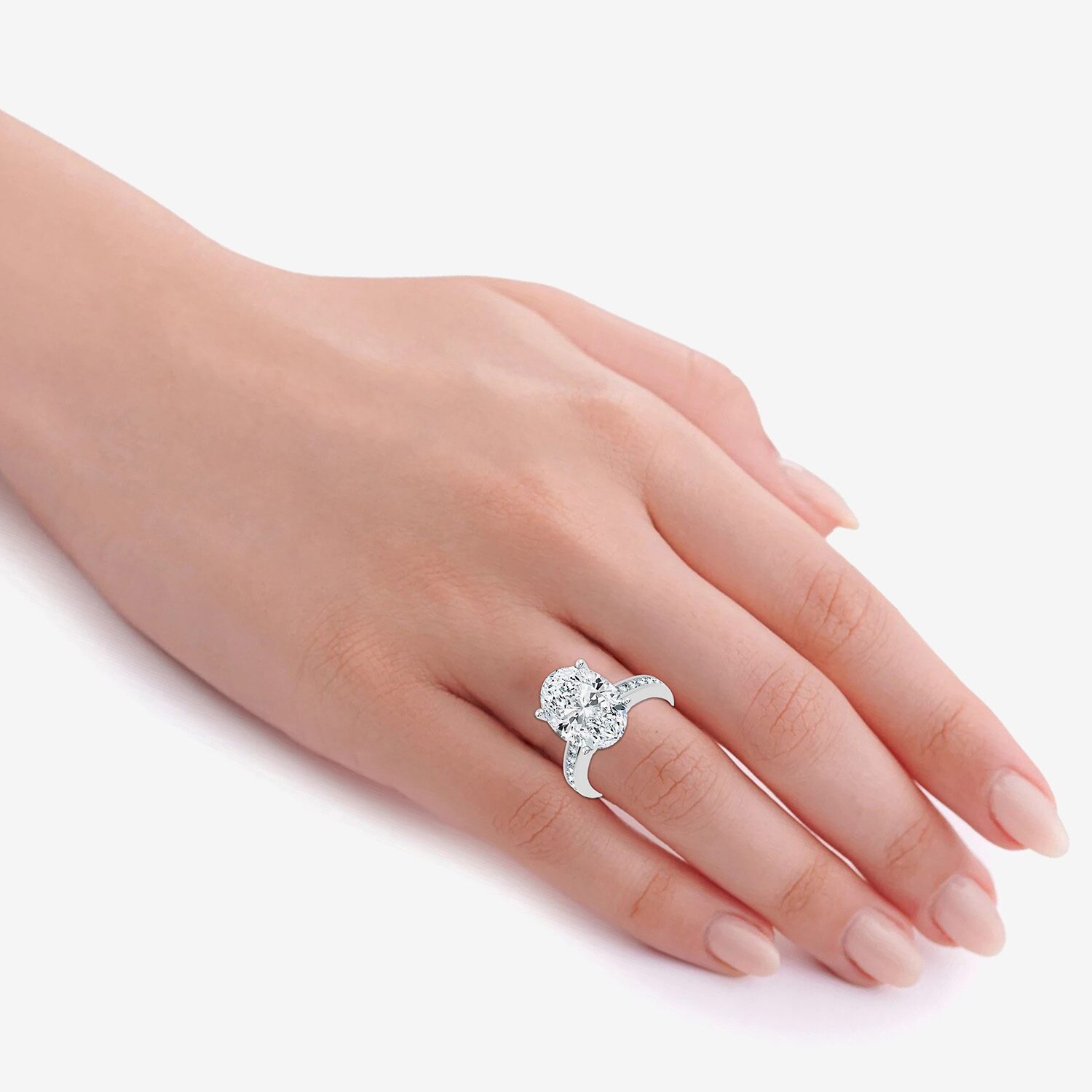 Signature By Modern Bride (F-G / Vs2-Si1) Womens / CT. T.W. Lab Grown White Diamond 14K Gold Oval Side Stone Engagement Ring