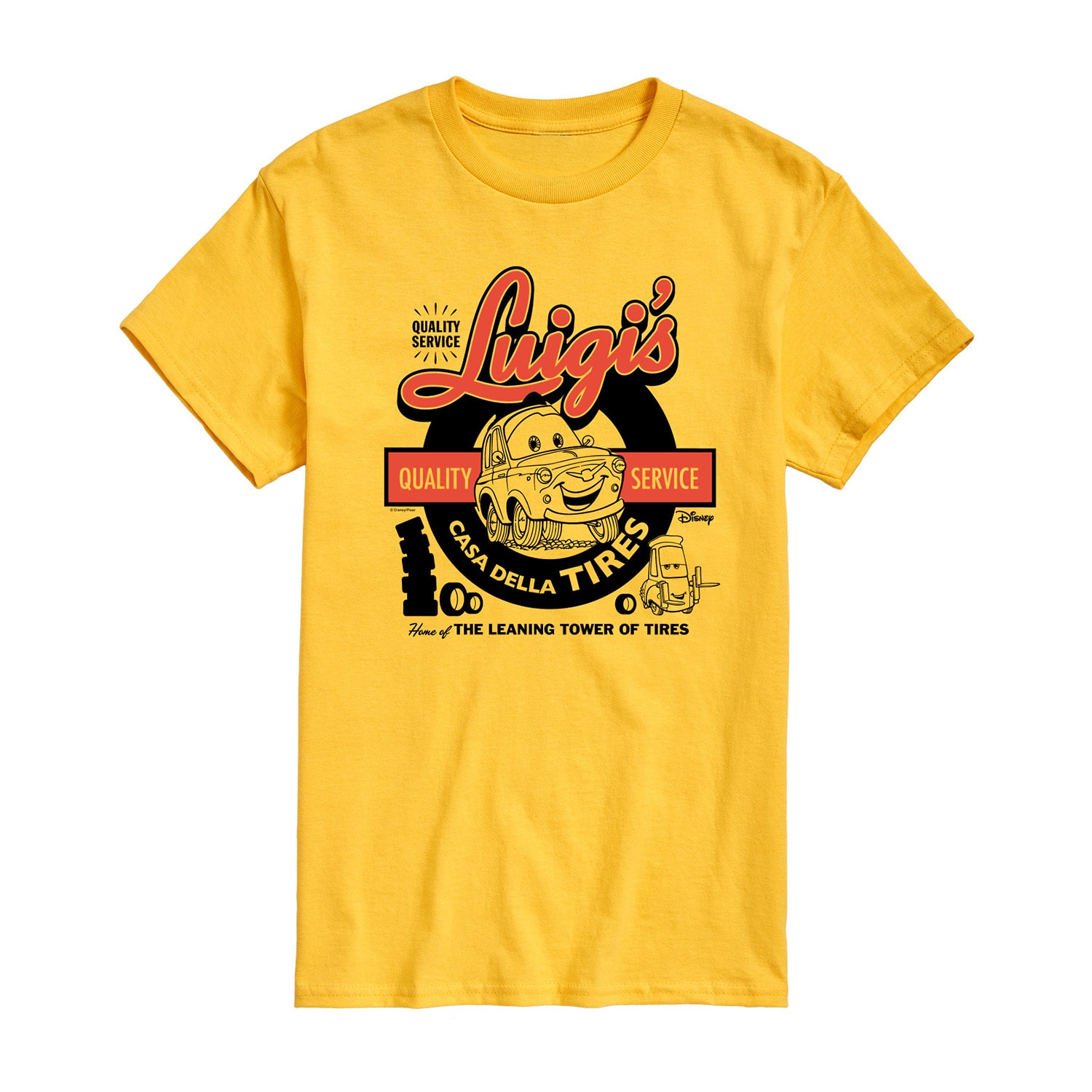 Luigis Casa Della Tired Mens Crew Neck Short Sleeve Regular Fit Cars Graphic T-Shirt