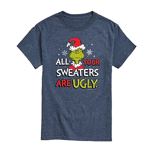 All Your Sweaters Are Ugly Mens Crew Neck Short Sleeve Regular Fit Grinch Graphic T-Shirt, X-large, Blue