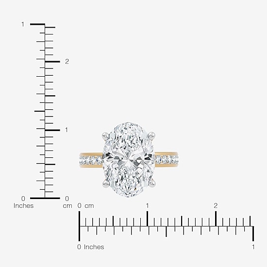 Signature By Modern Bride (F-G / Vs2-Si1) Womens 6 1/2 Ct. T.W. Lab Grown White Diamond 14K Gold Oval Side Stone Engagement Ring