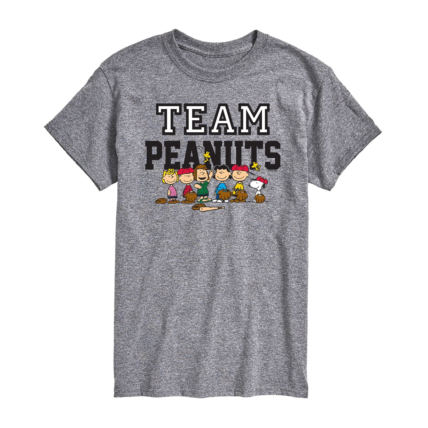 Team Baseball Mens Crew Neck Short Sleeve Regular Fit Peanuts Graphic T-Shirt