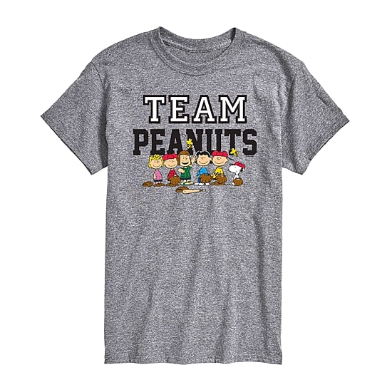 Team Baseball Mens Crew Neck Short Sleeve Regular Fit Peanuts Graphic T-Shirt