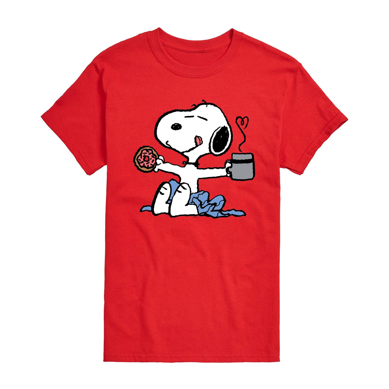 Donut Coffee Mens Crew Neck Short Sleeve Regular Fit Peanuts Snoopy Graphic T-Shirt