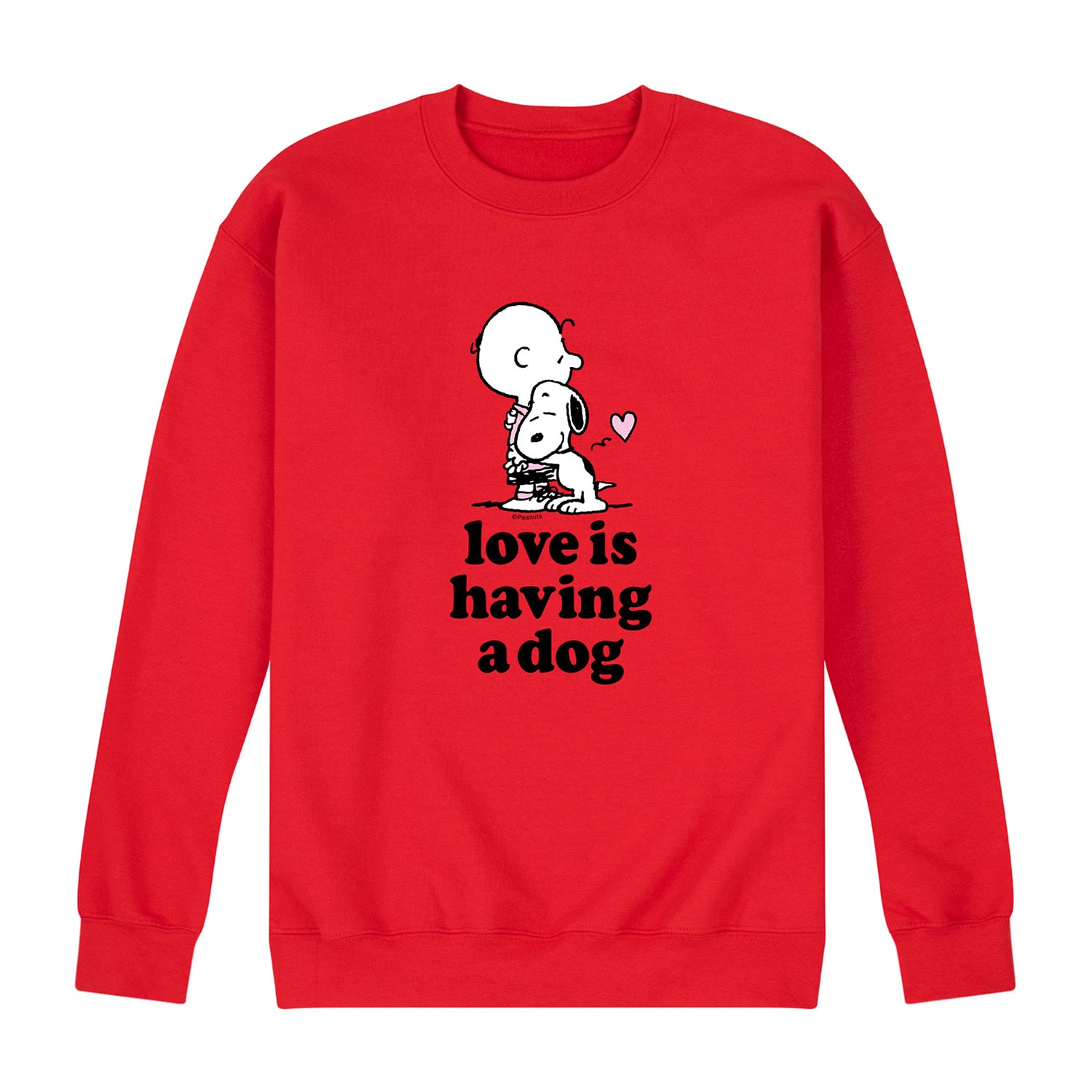 Love Having Dog Mens Crew Neck Long Sleeve Regular Fit Peanuts Snoopy Graphic T-Shirt