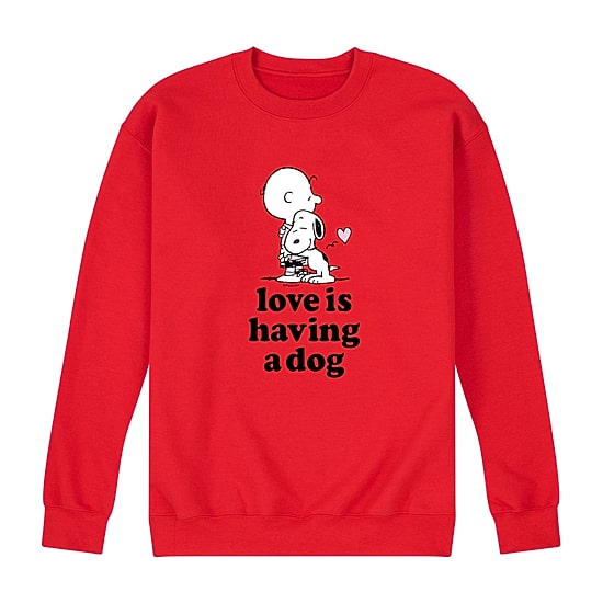 Love Having Dog Mens Crew Neck Long Sleeve Peanuts Snoopy Sweatshirt