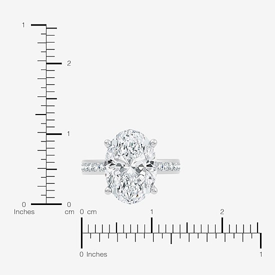 Signature By Modern Bride (F-G / Vs2-Si1) Womens 5 1/2 CT. T.W. Lab Grown White Diamond 14K Gold Oval Side Stone Engagement Ring