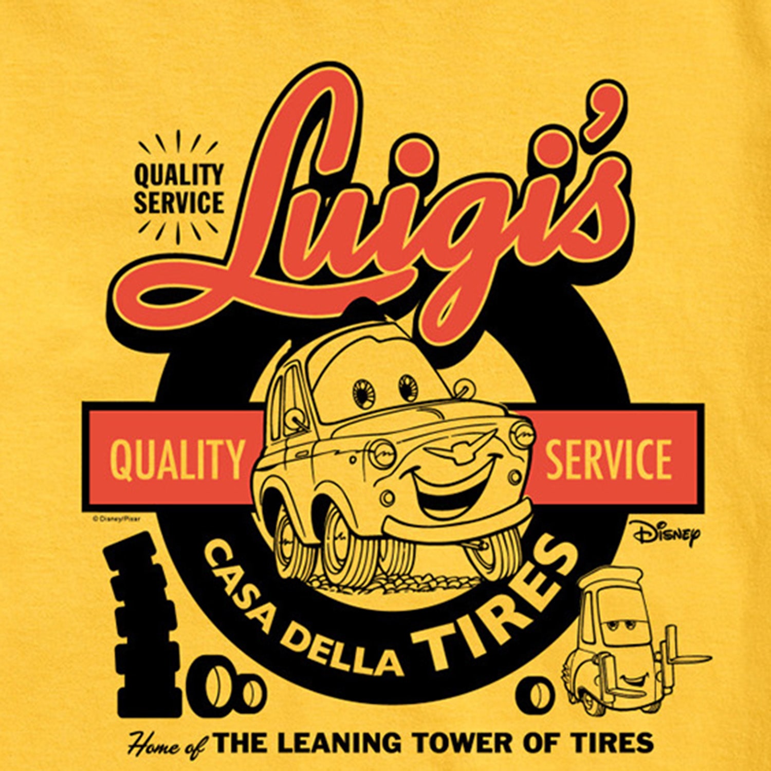Luigis Casa Della Tired Mens Crew Neck Short Sleeve Regular Fit Cars Graphic T-Shirt