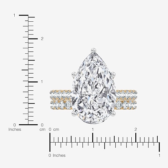 Signature By Modern Bride (F-G / Vs2-Si1) Womens 11 Ct.T.W. Lab Grown White Diamond 14K Gold Pear Side Stone Bridal Set