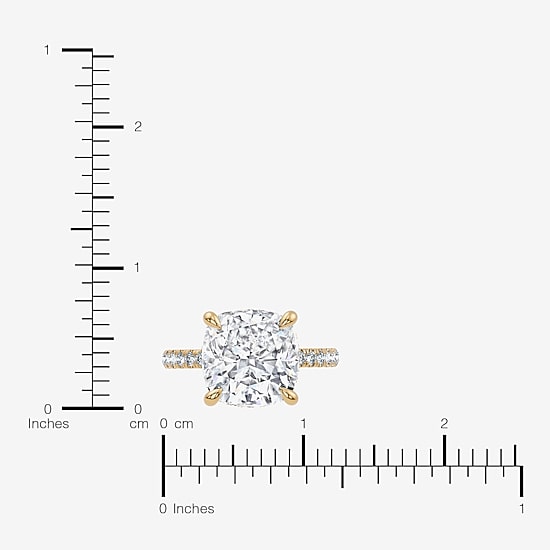 Signature By Modern Bride (F-G / Vs2-Si1) Womens 8 1/2 Ct. T.W. Lab Grown White Diamond 14K Gold Cushion Side Stone Engagement Ring