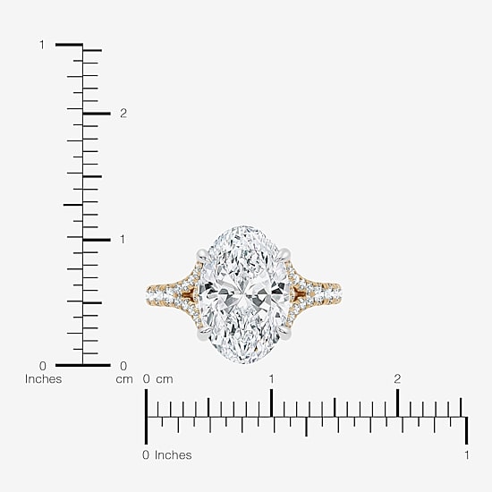 Signature By Modern Bride (F-G / Vs2-Si1) Womens 6 1/2 Ct. T.W. Lab Grown White Diamond 14K Gold Oval Side Stone Engagement Ring
