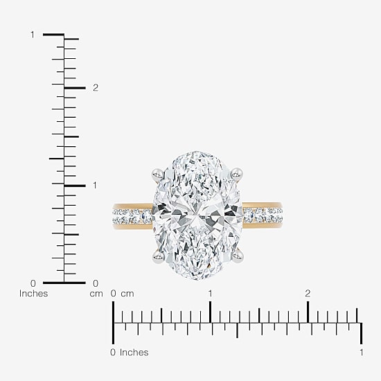 Signature By Modern Bride (F-G / Vs2-Si1) Womens 10 1/2 Ct. T.W. Lab Grown White Diamond 14K Gold Oval Side Stone Engagement Ring