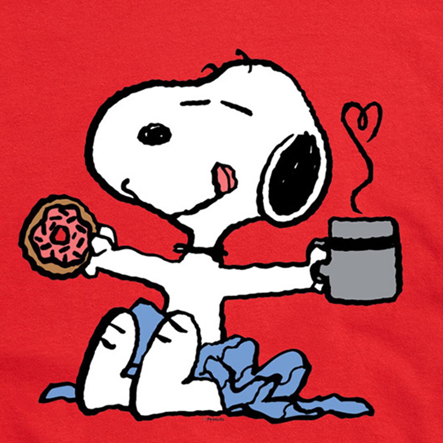Donut Coffee Mens Crew Neck Short Sleeve Regular Fit Peanuts Snoopy Graphic T-Shirt