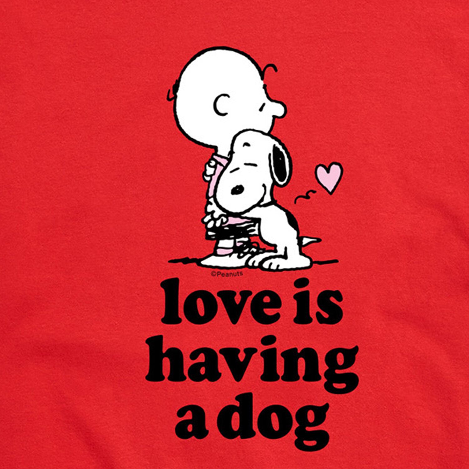 Love Is Having A Dog Mens Crew Neck Short Sleeve Regular Fit Peanuts Snoopy Big and Tall Graphic T-Shirt