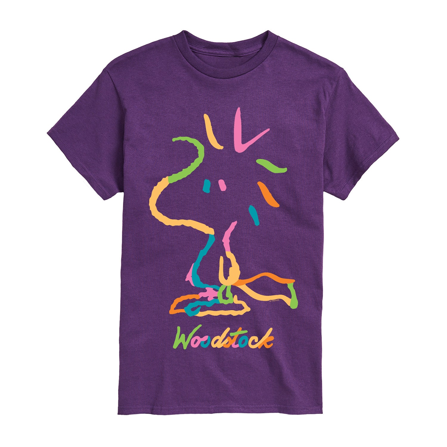 Rainbow Line Art Mens Crew Neck Short Sleeve Regular Fit Peanuts Graphic T-Shirt