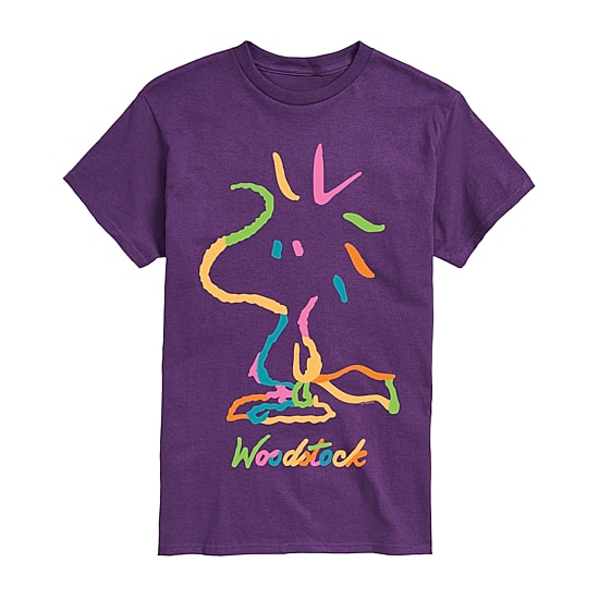 Rainbow Line Art Mens Crew Neck Short Sleeve Regular Fit Peanuts Graphic T-Shirt