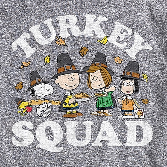 Turkey Squad Distressed Mens Crew Neck Short Sleeve Regular Fit Peanuts Snoopy Graphic T-Shirt
