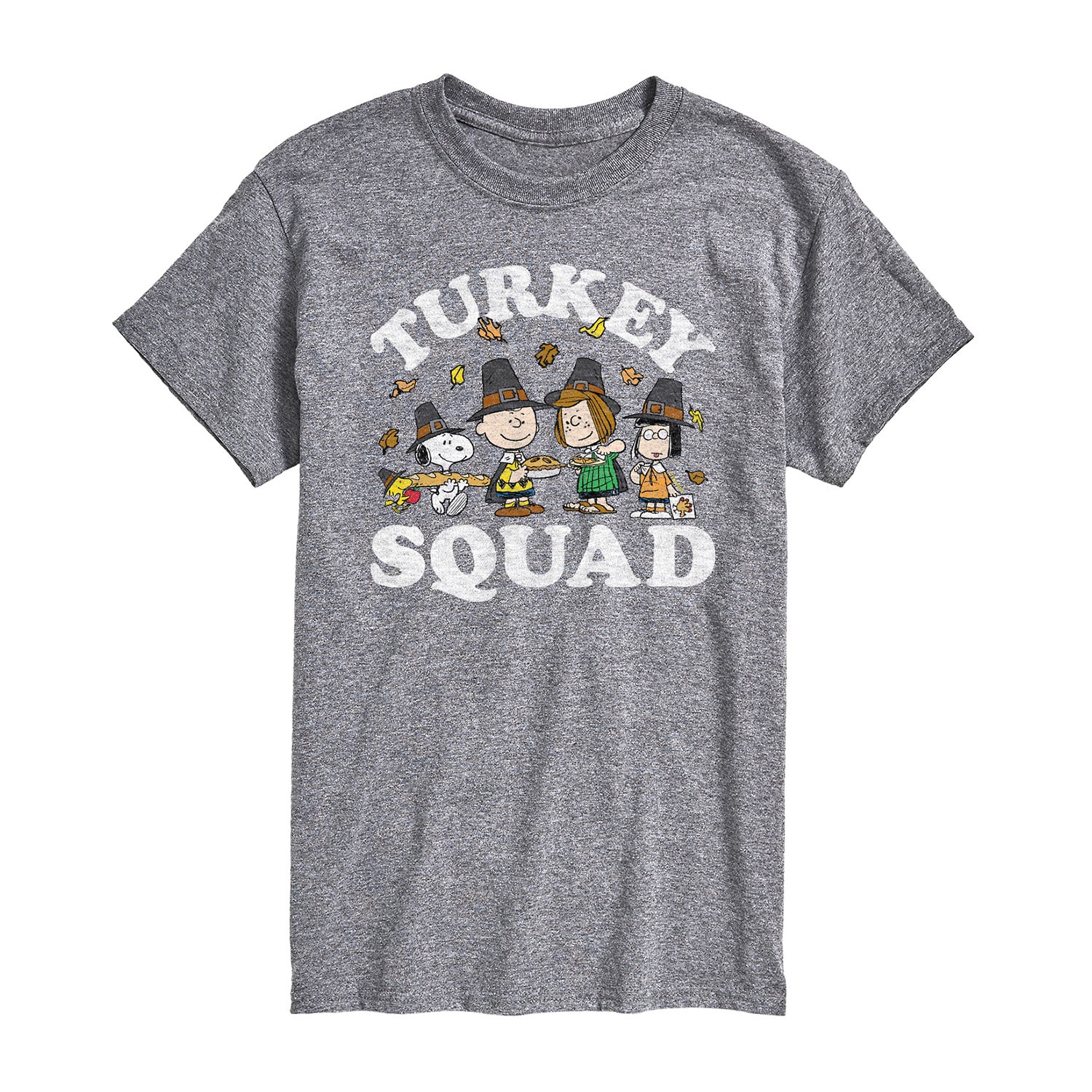 Turkey Squad Distressed Mens Crew Neck Short Sleeve Regular Fit Peanuts Snoopy Graphic T-Shirt