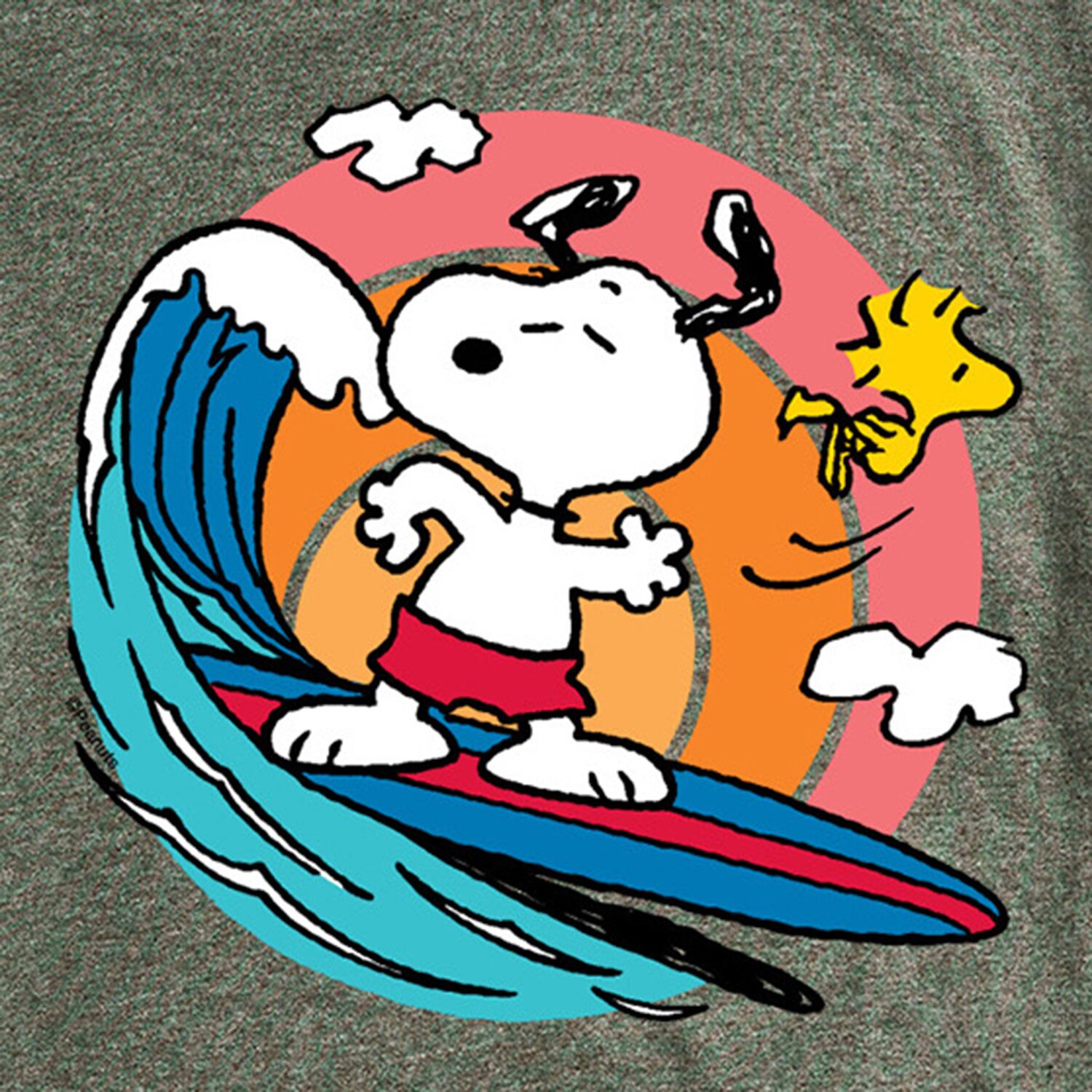 Surf Sun Mens Crew Neck Short Sleeve Regular Fit Peanuts Snoopy Graphic T-Shirt