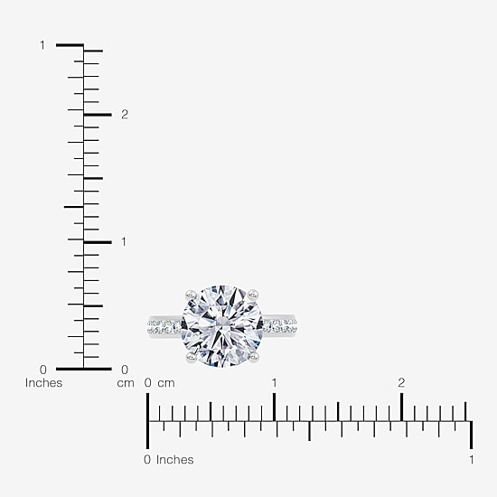Signature By Modern Bride (F-G / Vs2-Si1) Womens 6 1/2 Ct. T.W. Lab Grown White Diamond 14K Gold Round Side Stone Engagement Ring
