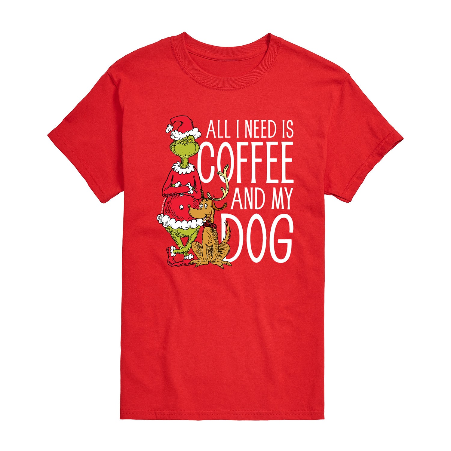 All I Need Is Coffee and My Dog Mens Crew Neck Short Sleeve Regular Fit Grinch Big Tall Graphic T-Shirt